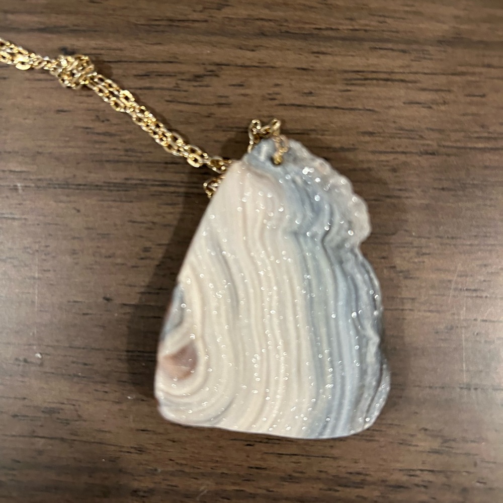 Sparkly Rock Crystal Necklace on a long Gold Chain